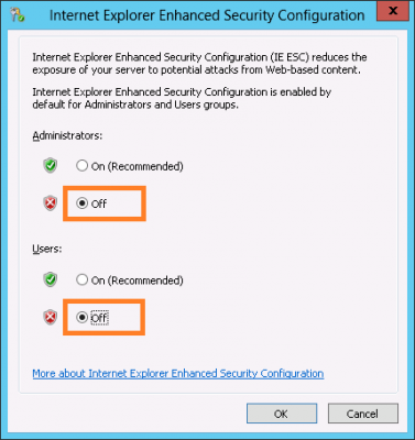 5iescx Windows Server 2012 Explorer Güvenlik Özelliğini Devre Dışı Bırakma